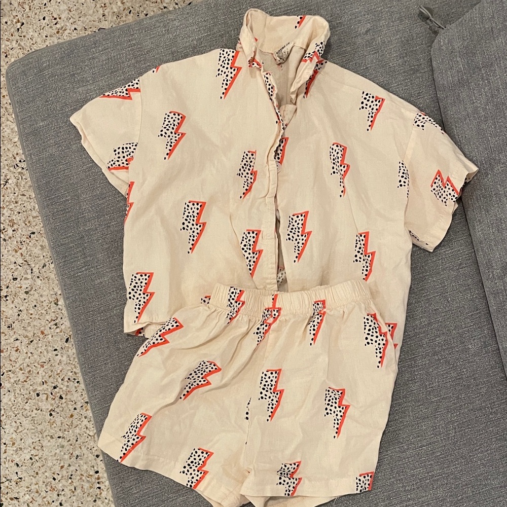 Lightning Bolt Print Shirt and Shorts Set
